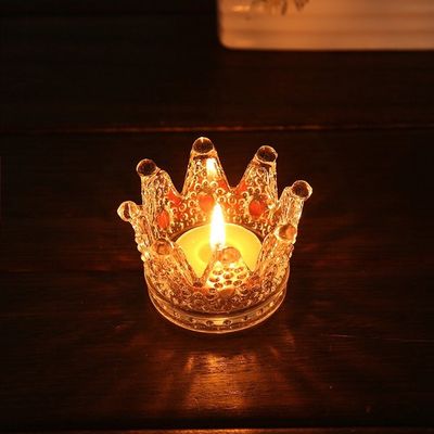 Kalite Romantic Crown Tea Light Mini Votive Candle Holders ,  Glass Cylinder Candle Holders For Party Fabrika