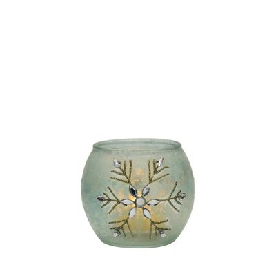 Kalite Handpainted Christmas Snowflake Glass Cylinder Candle Holders Fabrika