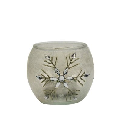 Kalite Handpainted Christmas Snowflake Glass Cylinder Candle Holders Fabrika
