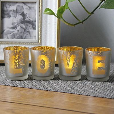 Kalite Electroplated Matte Glass Candle Holders With Morden Pattern Fabrika