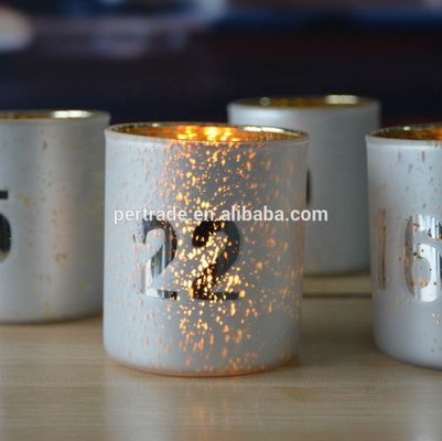 Kalite Electroplated Matte Glass Candle Holders With Morden Pattern Fabrika