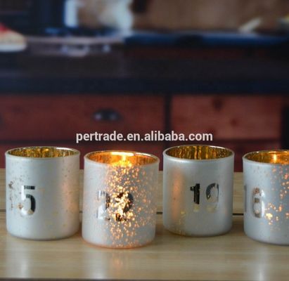Kalite Electroplated Matte Glass Candle Holders With Morden Pattern Fabrika
