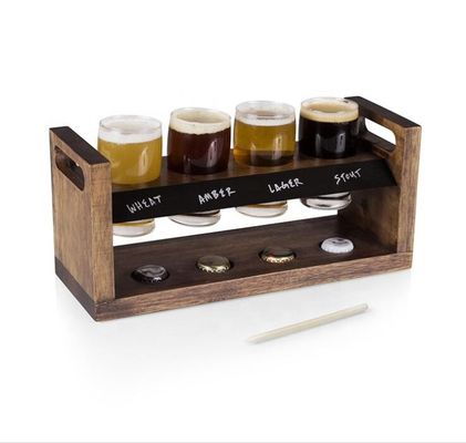 Kalite Handmade 5oz Craft Beer Tasting Kit , Craft Beer Glasses Set With Wooden Paddle Fabrika