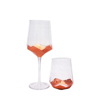 Kalite Customize Stemless Gold Foil Decorated Crystal Wine Glass Fabrika