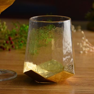 Kalite Customize Stemless Gold Foil Decorated Crystal Wine Glass Fabrika