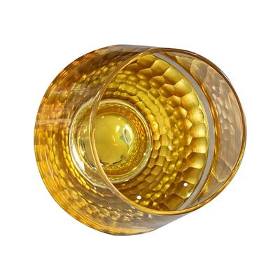 Kalite 400ml Hand Cut Gold Honeycomb Crystal Wine Glasses Fabrika