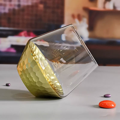 Kalite 400ml Hand Cut Gold Honeycomb Crystal Wine Glasses Fabrika