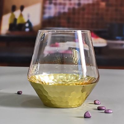 Kalite 400ml Hand Cut Gold Honeycomb Crystal Wine Glasses Fabrika