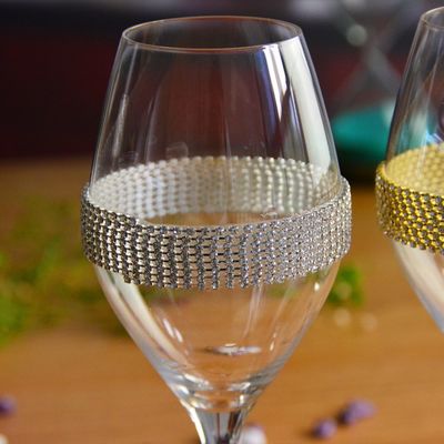 Kalite Diamonds Decorated Crystal Wine Glass As Anniversary Gift Fabrika