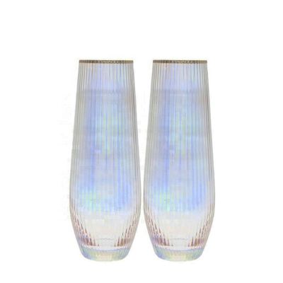 Kalite Ion Plated Rainbowl 16 Oz Stemless Wine Glass , Antique Crystal Wine Glasses Fabrika