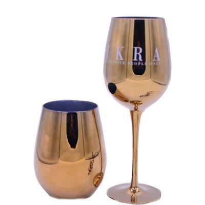 Kalite Gold Plated 16oz Crystal Wine Glass With Decal Logo For Gift Fabrika