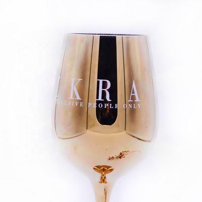 Kalite Gold Plated 16oz Crystal Wine Glass With Decal Logo For Gift Fabrika