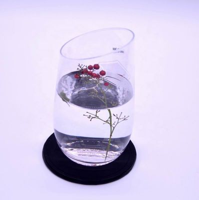 Kalite Bevel Oblique Edge Stemless Crystal Wine Glass With Angle Top Fabrika