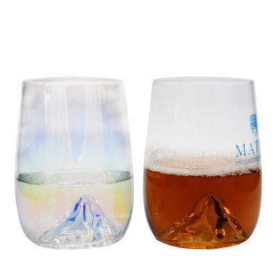 Kalite Ice Mountain Bottom Crystal Wine Glass With Ion Plated Irridescent Fabrika