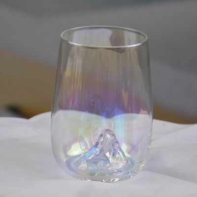 Kalite Ice Mountain Bottom Crystal Wine Glass With Ion Plated Irridescent Fabrika
