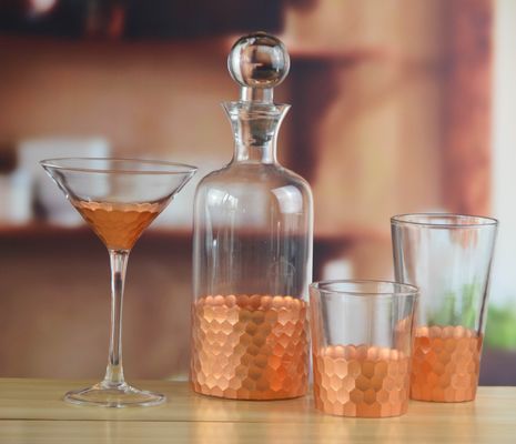 Kalite 450ml Gold Cutted Honeycomb Stemless Crystal Wine Glass Fabrika