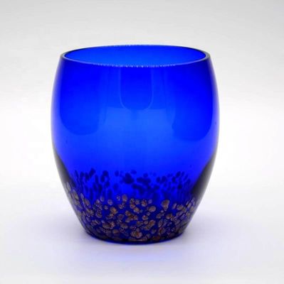 Kalite Handblowned Blue Rock Golden Dots Crystal Wine Glass Fabrika