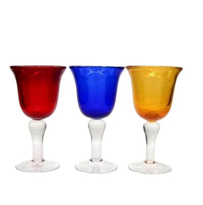 Kalite Handblown Solid Color Mexican Bubbles Goblet Crystal Wine Glass Fabrika