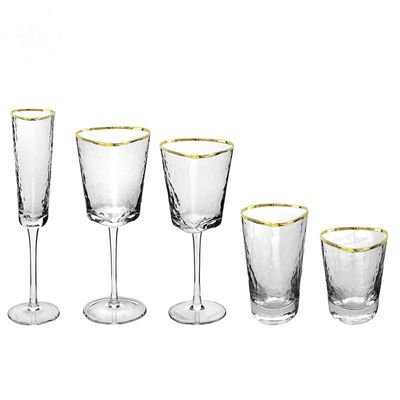 Kalite Hammer Texture Crystal Wine Glass In Triangle Shape Fabrika