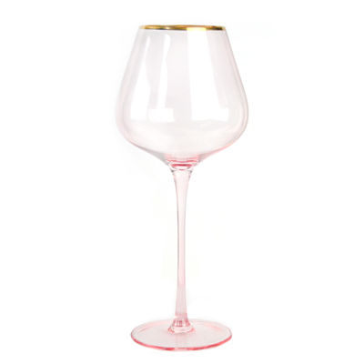 Kalite Gold Rim Pink Crystal Wine Glass For Holiday Party Fabrika