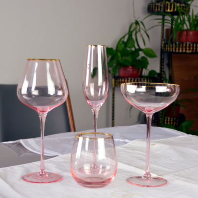 Kalite Gold Rim Pink Crystal Wine Glass For Holiday Party Fabrika
