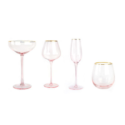 Kalite Gold Rim Pink Crystal Wine Glass For Holiday Party Fabrika