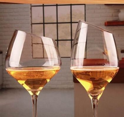 Kalite Customized Slanted Top Edge 450ml Fine Crystal Glasses Fabrika