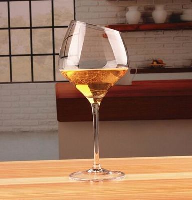 Kalite Customized Slanted Top Edge 450ml Fine Crystal Glasses Fabrika