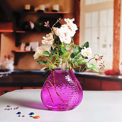 Kalite Home Decoration 8" Fish Style Vintage Pink Glass Vase Fabrika