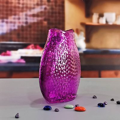 Kalite Home Decoration 8" Fish Style Vintage Pink Glass Vase Fabrika