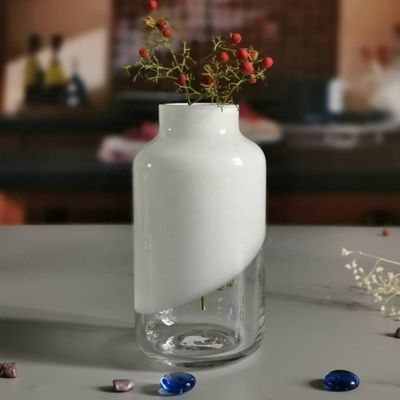 Kalite Hand Made Solid White Top Half Ceramic Glass Jar Vase Fabrika