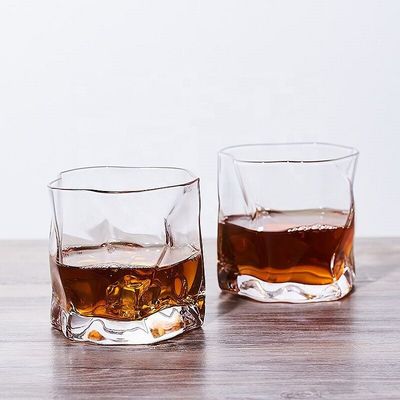 Kalite Irregular Handmade Whiskey Glass With Gold Rim Fabrika
