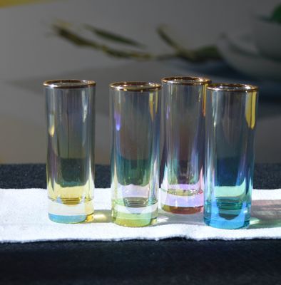 Kalite Personalized INS Gradient Color Gold Rim Unique Shot Glass Set Fabrika