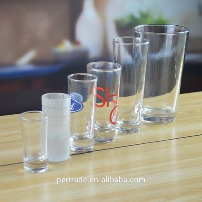 Kalite High White Glass Customized Color Logo Tequila Shot Glass , Crystal Shot Glasses Fabrika