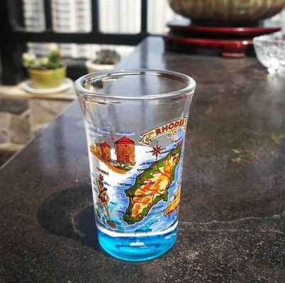 Kalite Logo Printed Clear  Unique Shot Glasses With Color Decal Fabrika