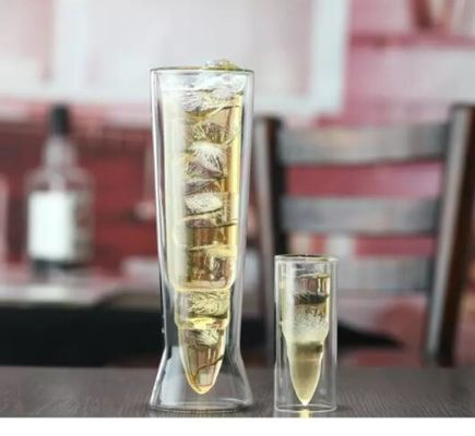 Kalite Bullet Shaped Double Wall 45ml Unique Shot Glasses Fabrika