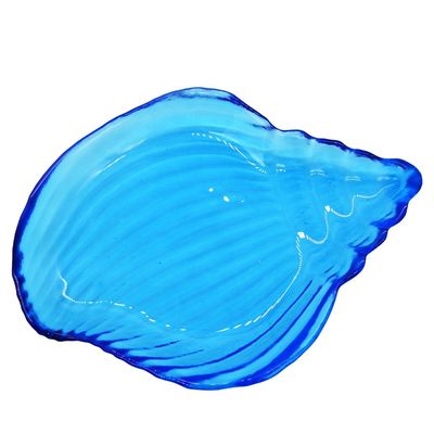 Kalite Ocean Series Sea Shell Blue Glass Charger Plate For Dessert Fabrika