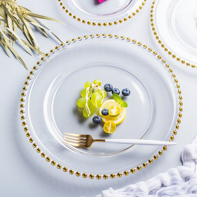 Kalite Gold Decorated Glass Charger Plates Fabrika