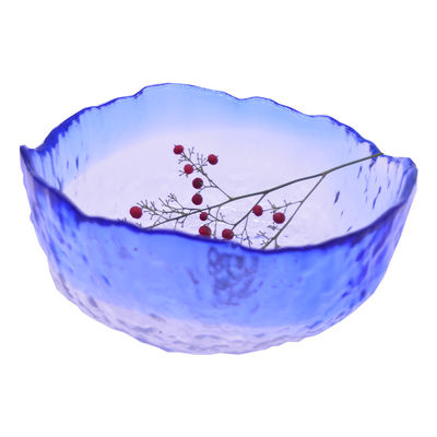 Kalite Hammered Pattern Irregular Shape Crystal Salad Serving Bowl Fabrika