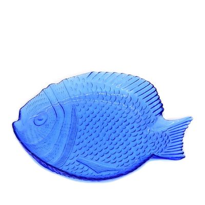 Kalite Fish Shaped Embossed Colorful Glass Charger Plates Fabrika
