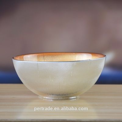 Kalite Silver Gold Decorated Glass Charger Plates For Salad Bowl Fabrika