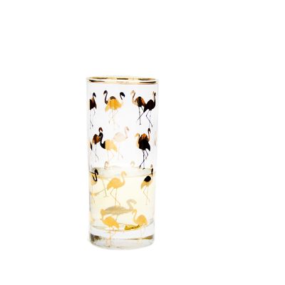 Kalite Golden Flamingo Printed Crystal Highball Glasses For Restaurant Fabrika