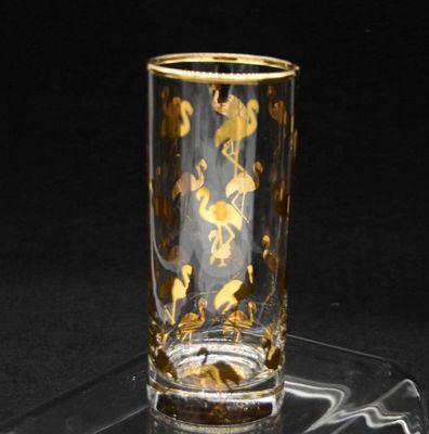 Kalite Golden Flamingo Printed Crystal Highball Glasses For Restaurant Fabrika