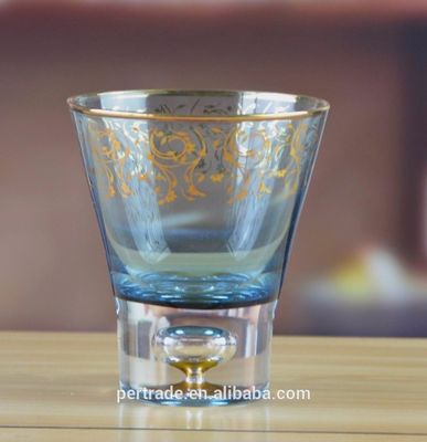 Kalite Blue Color Golden Rim Stemless Crystal Cocktail Glasses Fabrika