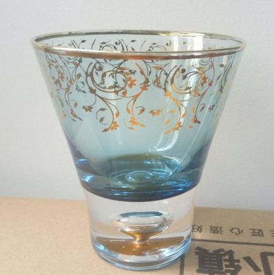 Kalite Blue Color Golden Rim Stemless Crystal Cocktail Glasses Fabrika
