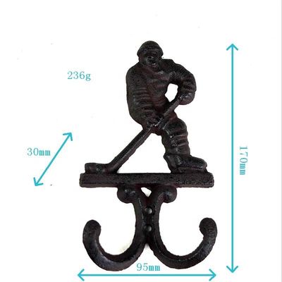 Kalite Ice Hockey Rustic Cast Iron Coat Hooks Cast Iron Crafts Fabrika