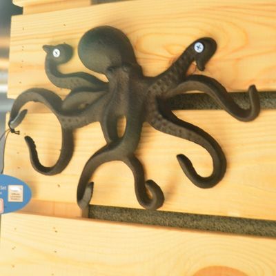 Kalite Wall Mounted Creative Octopus Cast Iron Hat Hooks Fabrika