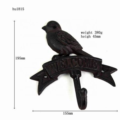 Kalite Antique Wall Mount Bird shape Black Iron Coat Hooks Fabrika