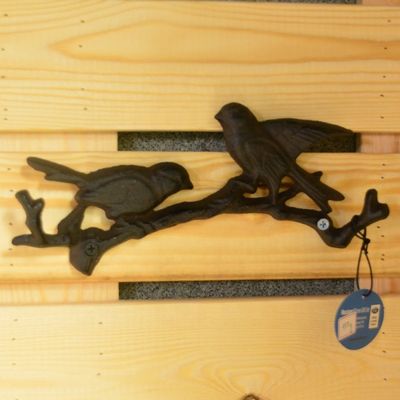 Kalite Antique Wall Mount Bird shape Black Iron Coat Hooks Fabrika
