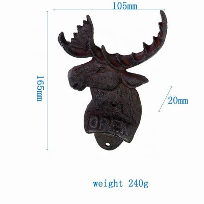 Kalite Home Decor Deer Head Brown Rust Cast Iron Bottle Opener Fabrika